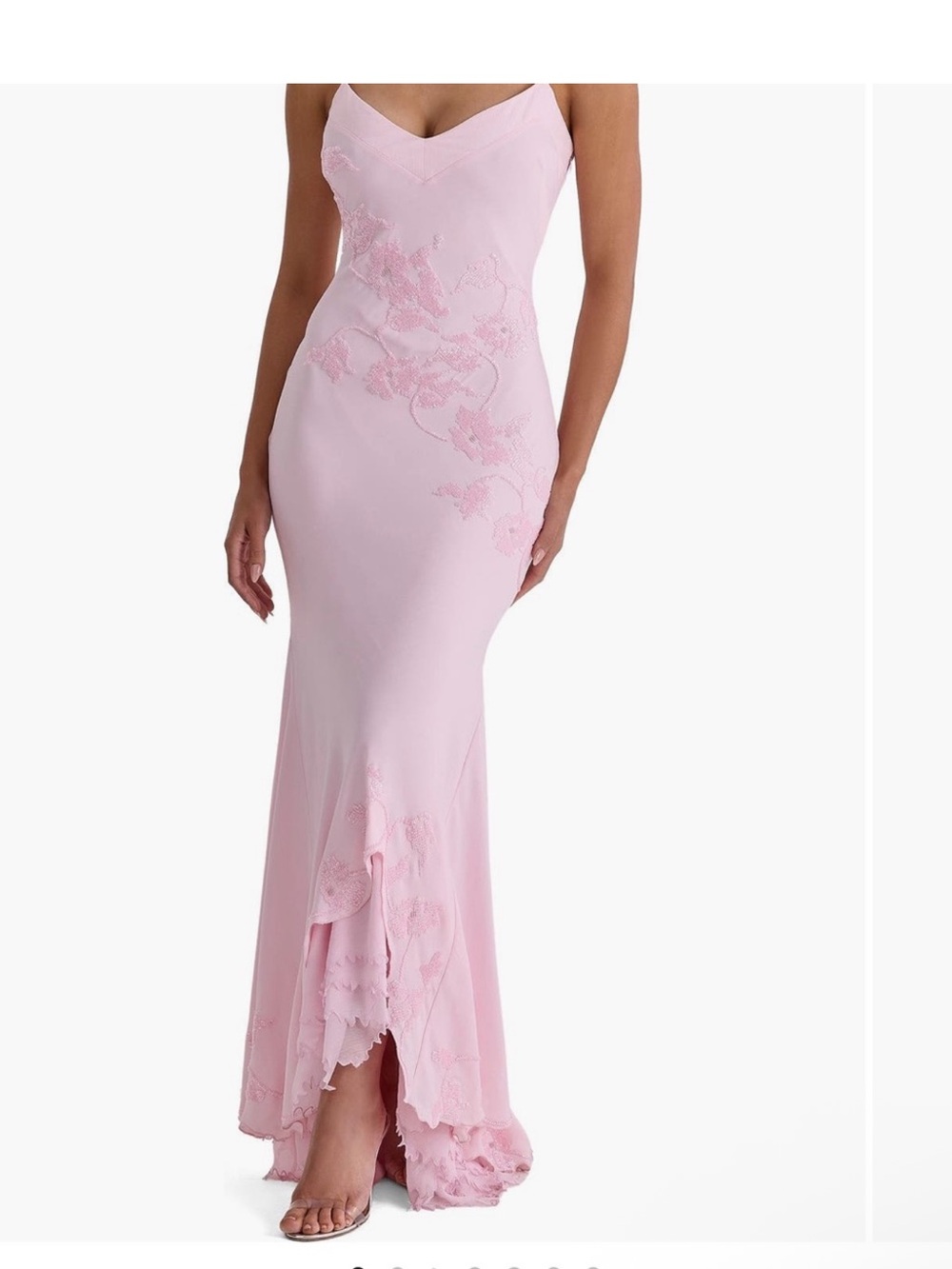 HOUSEOFCB 'Anastelle' Pink Hand Beaded Embellished Satin Maxi Dress Size S - Picture 13 of 17